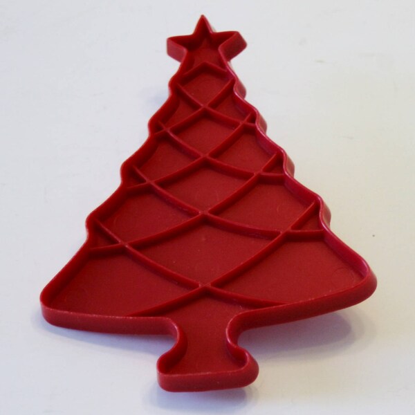 1970's Red Plastic Tupperware Christmas Tree Cookie Cutter
