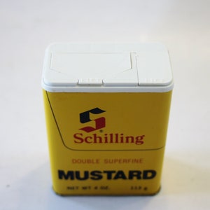 Vintage Schilling Double Superfine Mustard 4 oz. Spice Can