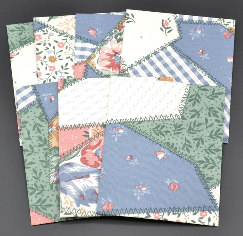 mini envelopes 3 14 x 4 14 wallpaper 7 blue patchwork quilt look scalloped stiched flap available with or without flat note cards 9