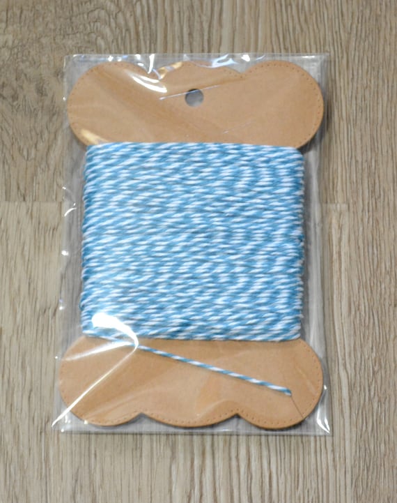Free shipping 240 yards full spool Bakers twine aqua bluewhite 4ply cotton for tags packaging cards banners clearance sale