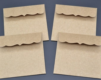 Mini kraft paper envelopes 3 1/8" x 3 1/8" Kraft 50lb paper now with or without clear seals