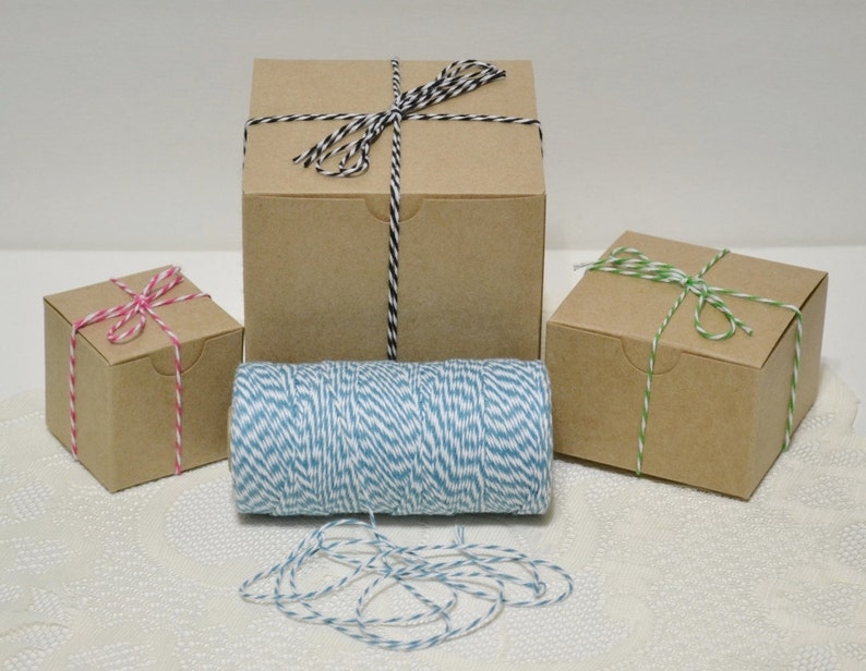 Free shipping 240 yards full spool Bakers twine aqua bluewhite 4ply cotton for tags packaging cards banners clearance sale