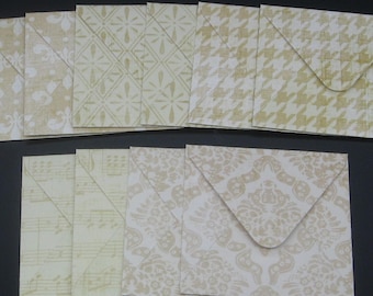 mini envelopes 2 1/2" x 2 1/2" set of 10 with or without your choice of flat note cards tiny note gift thank you card tag 2.5 x 2.5