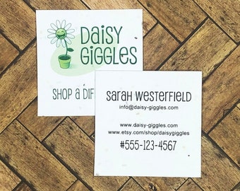 Square Business Cards Plantable Wildflower Seeded Recycled Paper - Set of 48, Stationery