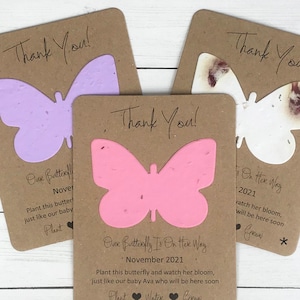 Butterfly Thank You Favors (Set of 12) Plantable Seed Paper Baby Shower Cards - Flat Favor Cards, 28 Colors - Recycle, Eco-Friendly Seeded