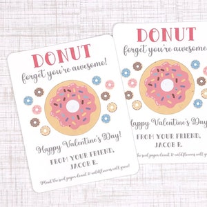 12 Donut Theme Valentine's Day Plantable Seed Paper Favor Cards - Eco-Friendly Recycled Seeded Paper - Doughnuts, Bakery, Icing
