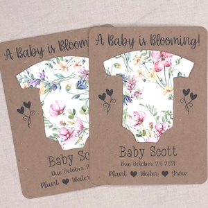 Meadow Wildflowers Bodysuit Baby Shower Favors Set of 12 Plantable Seed Paper Thank You Favors Baby is Blooming 8 Design Options imagem 1