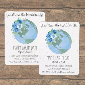 Watercolor Flowers Earth Day Design Plantable Full Seed Paper Cards (Set of 12) - Eco-Friendly Promotional Favors Globe Wildflowers