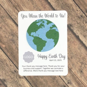 Earth Day Business Promo Cards (Set of 12) Plantable Seed Paper Globe Favors - Flat Personalized Cards, Eco-Friendly Recycled