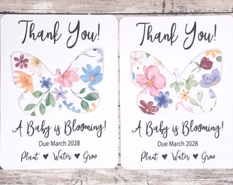 Vibrant Wildflowers Butterfly Baby Shower Favors (Set of 12) - Plantable Seed Recycled Paper Thank You Favors - A Baby is Blooming - Floral