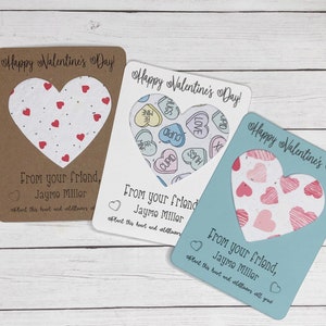 Happy Valentine's Day Seed Paper Heart Favor Cards (Set of 12) - Plantable Seeded Recycled Eco-Friendly