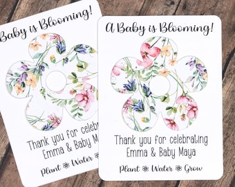 A Baby is Blooming Meadow Flowers Baby Shower Favors (Set of 12) - Plantable Seed Recycled Paper Thank You Favors - 8 Design Options