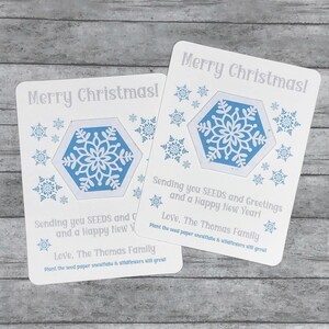 12 Snowflakes Plantable Seed Paper Christmas Cards - Eco-Friendly Recycled Seeded Hexagon Shape - Christmas Party Favors, Holidays