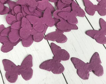 Berry Purple Butterfly Shaped Plantable Seed Paper Confetti, Wildflower Seed, Recycled Paper  - 240 Pack