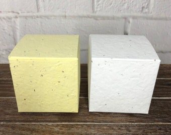 5 Plantable Paper Favor Boxes - 2 3/8" x 2 3/8" Cube Box (Set of 5) - DIY, Do It Yourself - 29 Colors Available - Seed Paper Favors