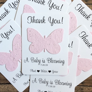 Butterfly Baby Plantable Seed Recycled Paper Shower Thank You Favors (Set of 12) - 3.75" x 5.25" Cards, 29 Seed Paper Colors