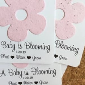 A Baby is Blooming Plantable Seed Recycled Paper Shower Thank You Favors (Set of 12) - Flat Favor Cards, 29 Colors - Flower