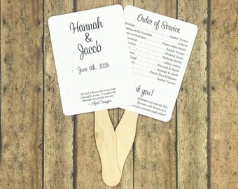 10 Small Wedding Program Fans: Recycled Seeded Paper, Personalized 2 Panel, Plantable, Wildflower
