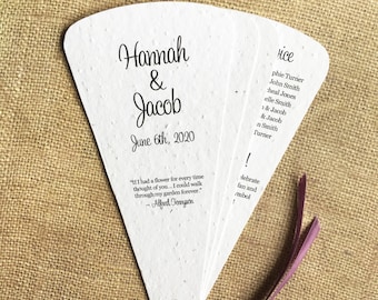 Wedding Program 4 Panel Fan - Plantable Seed Recycled Paper