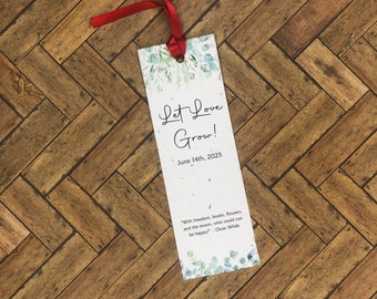 20 Bridal Shower Bookmarks Plantable Wildflower Seeded Recycled Paper, Custom, Wedding, Favors
