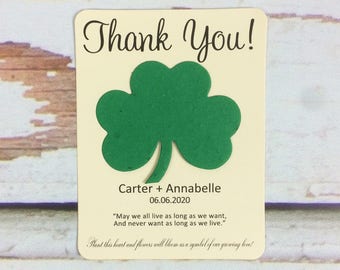 Irish Blessing Plantable Shamrock Seeded Recycled Paper Wedding Favors Set of 12, 39 Colors Available - Reception Favor