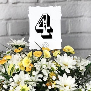 Table Number Cards, Victorian Scallop  - Recycled Seeded Paper, Plantable Wildflower Seed Paper - Wedding Decor - Table Numbers