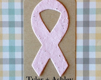 16 Awareness Ribbon Plantable Seeded Paper Shape Mini Favors 2" x 3.5" Cards, 29 Colors Available