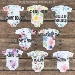 Meadow Wildflowers Bodysuit Baby Shower Favors Set of 12 Plantable Seed Paper Thank You Favors Baby is Blooming 8 Design Options imagem 3