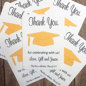 Graduation Cap Thank You Favors (Set of 12) Plantable Seed Paper Cards - Flat Favor Cards, 29 Colors - Recycle, Eco-Friendly Seeded