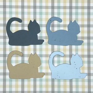 12 Cat Plantable Seeded Paper Shape Favors 3&quot;, Available in 39 Colors - Kitty, Kitten, Feline