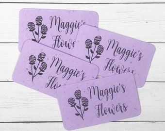 Lavender Business Cards (Set of 40) - Pastel Seed Paper Plantable Wildflower Seeded Recycled Paper - Available in 2 Sizes