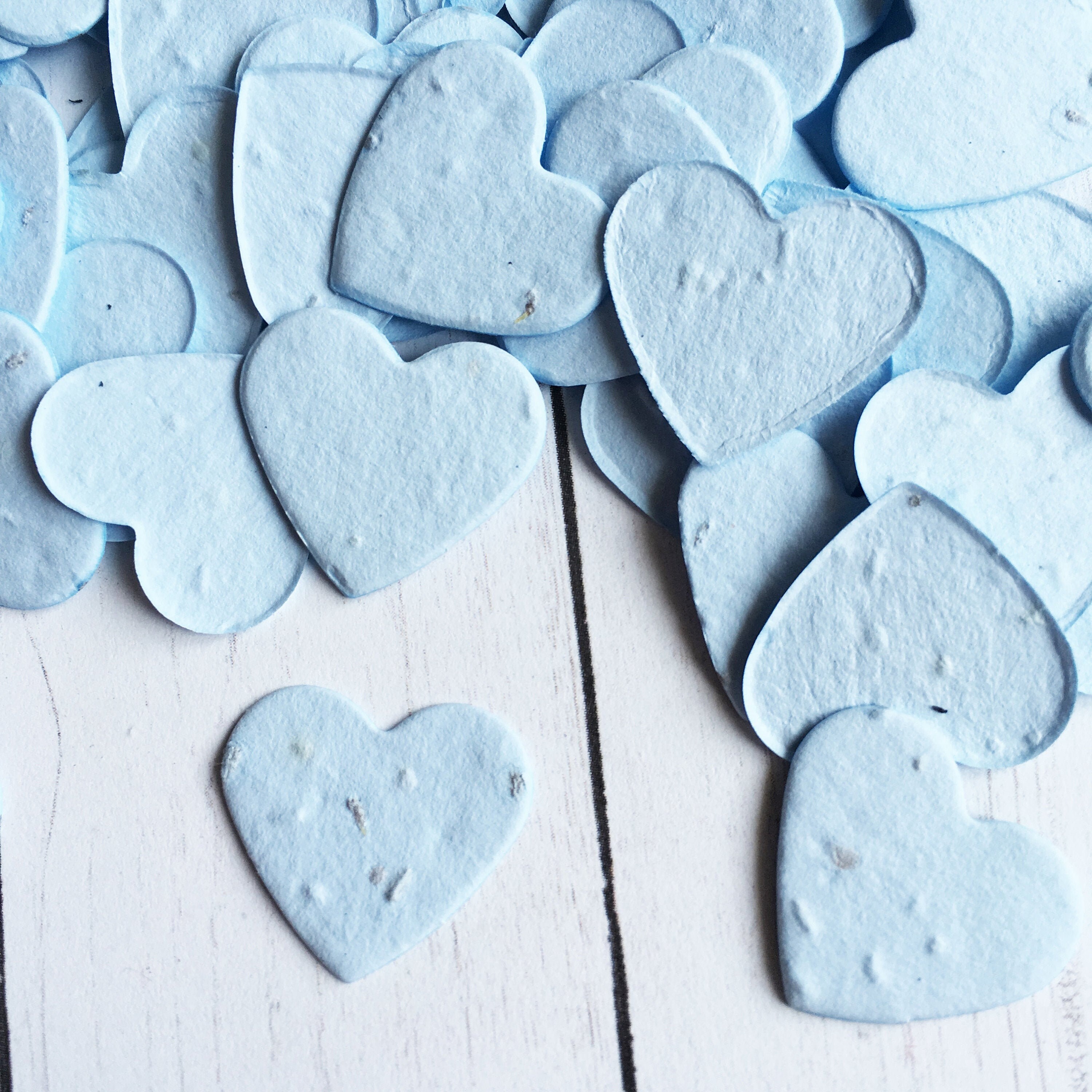 Blue Heart Shaped Plantable Seed Paper Confetti Wildflower Seed Recycled Paper Approx 275 Pack
