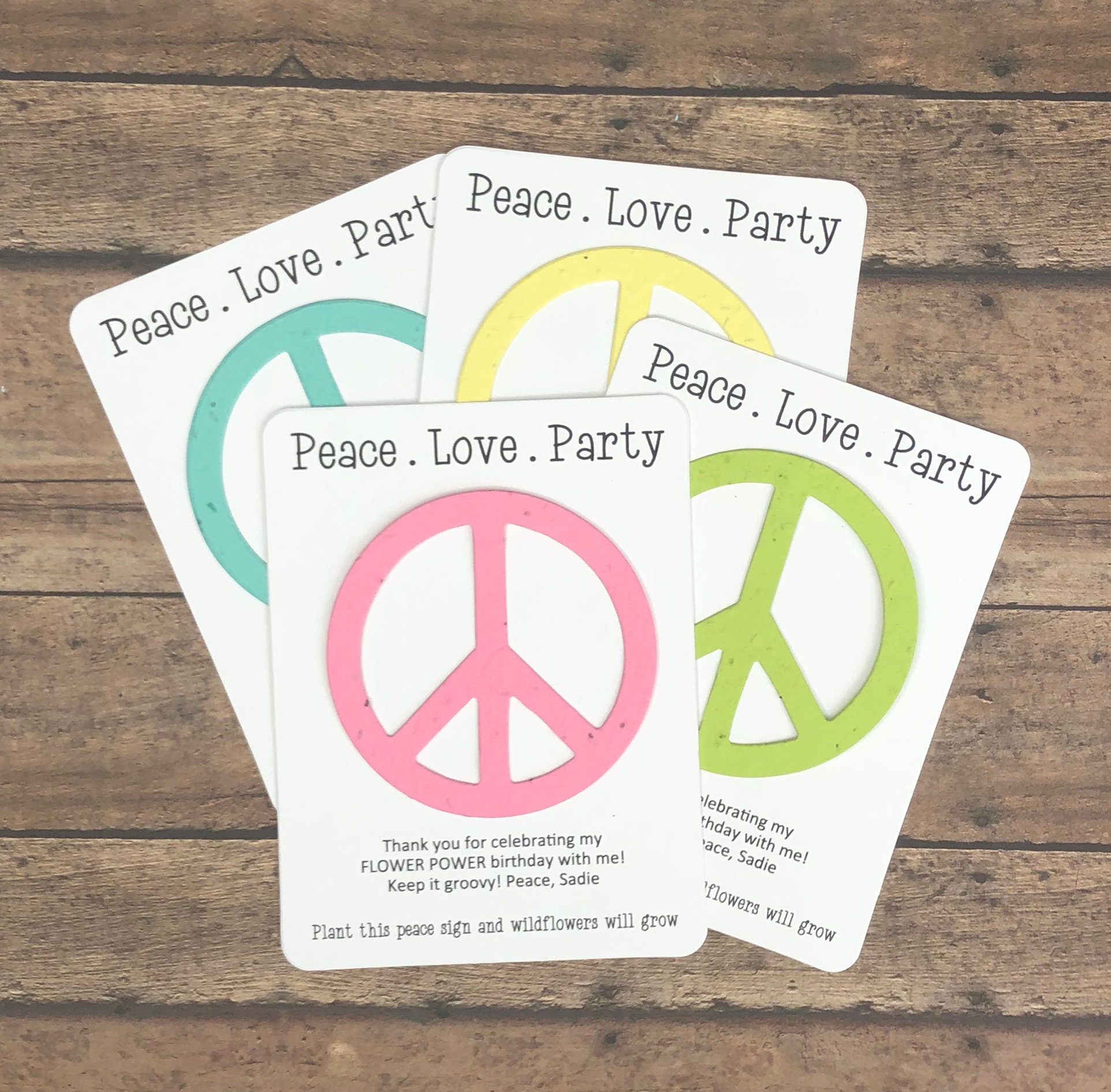 Peace Sign Party Peace Love Party - Peace Sign Favors (set of 12) - Plantable Seed ...