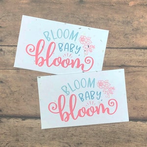 16 Bloom Baby Bloom Seed Paper Plantable Mini Favor Cards - Unique Eco-Friendly Recycled Cards - Pink Baby Shower Favors