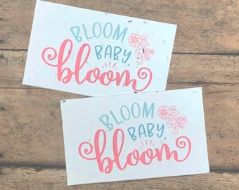 16 Bloom Baby Bloom Seed Paper Plantable Mini Favor Cards - Unique Eco-Friendly Recycled Cards - Pink Baby Shower Favors