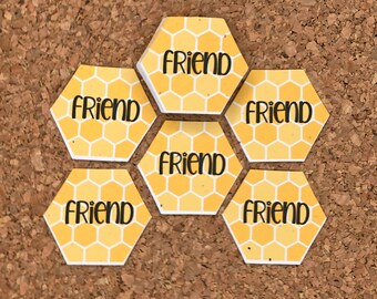 Imperfect Seed Paper Hexagon Shape with Honeycomb "Friend" Design (Set of 24) - Clearance SALE - Plantable Favors