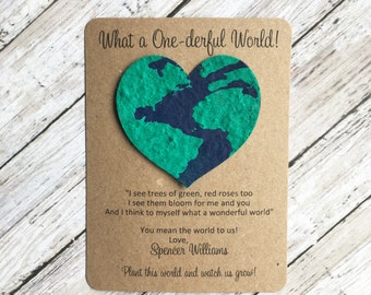 Earth Day Birthday Love Plantable Seed Recycled Paper Favors (Set of 12) - 3.75" x 5.25" Cards, 1st One Globe