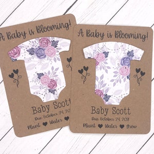 Meadow Wildflowers Bodysuit Baby Shower Favors Set of 12 Plantable Seed Paper Thank You Favors Baby is Blooming 8 Design Options imagem 8