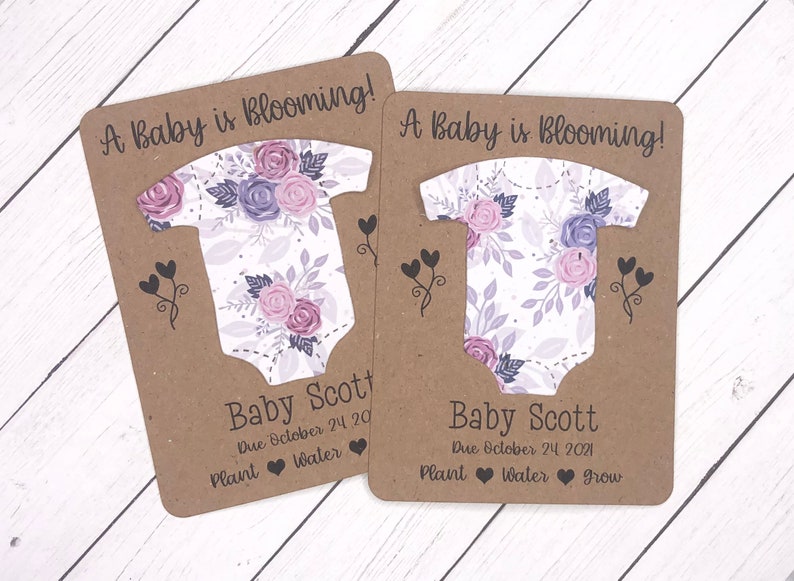 Meadow Wildflowers Bodysuit Baby Shower Favors Set of 12 Plantable Seed Paper Thank You Favors Baby is Blooming 8 Design Options imagem 8