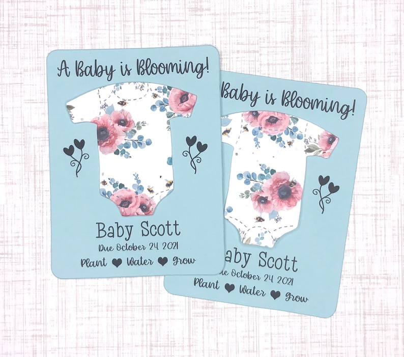 Meadow Wildflowers Bodysuit Baby Shower Favors Set of 12 Plantable Seed Paper Thank You Favors Baby is Blooming 8 Design Options imagem 9