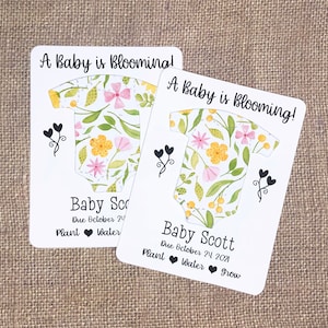 Meadow Wildflowers Bodysuit Baby Shower Favors Set of 12 Plantable Seed Paper Thank You Favors Baby is Blooming 8 Design Options image 7