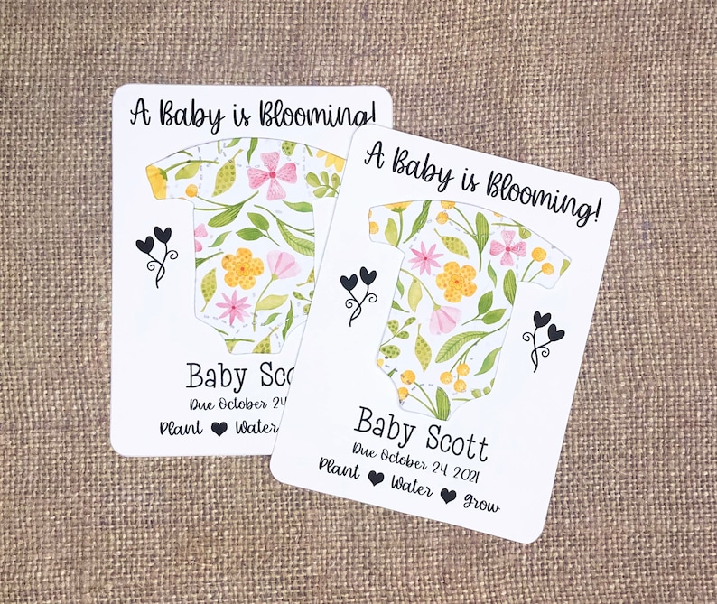 Meadow Wildflowers Bodysuit Baby Shower Favors Set of 12 Plantable Seed Paper Thank You Favors Baby is Blooming 8 Design Options imagem 7