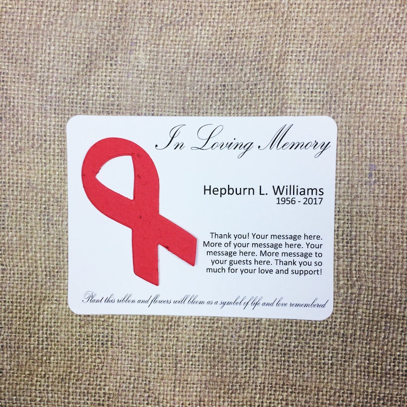 HIV AIDS Awareness Red Ribbon Memorial Plantable Seed Recycled - Etsy