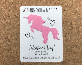 Unicorn Magical Valentine's Day Plantable Seed Recycled Paper Favor Cards (Set of 12) - Favor Cards, 29+ Color Options - Eco-Friendly