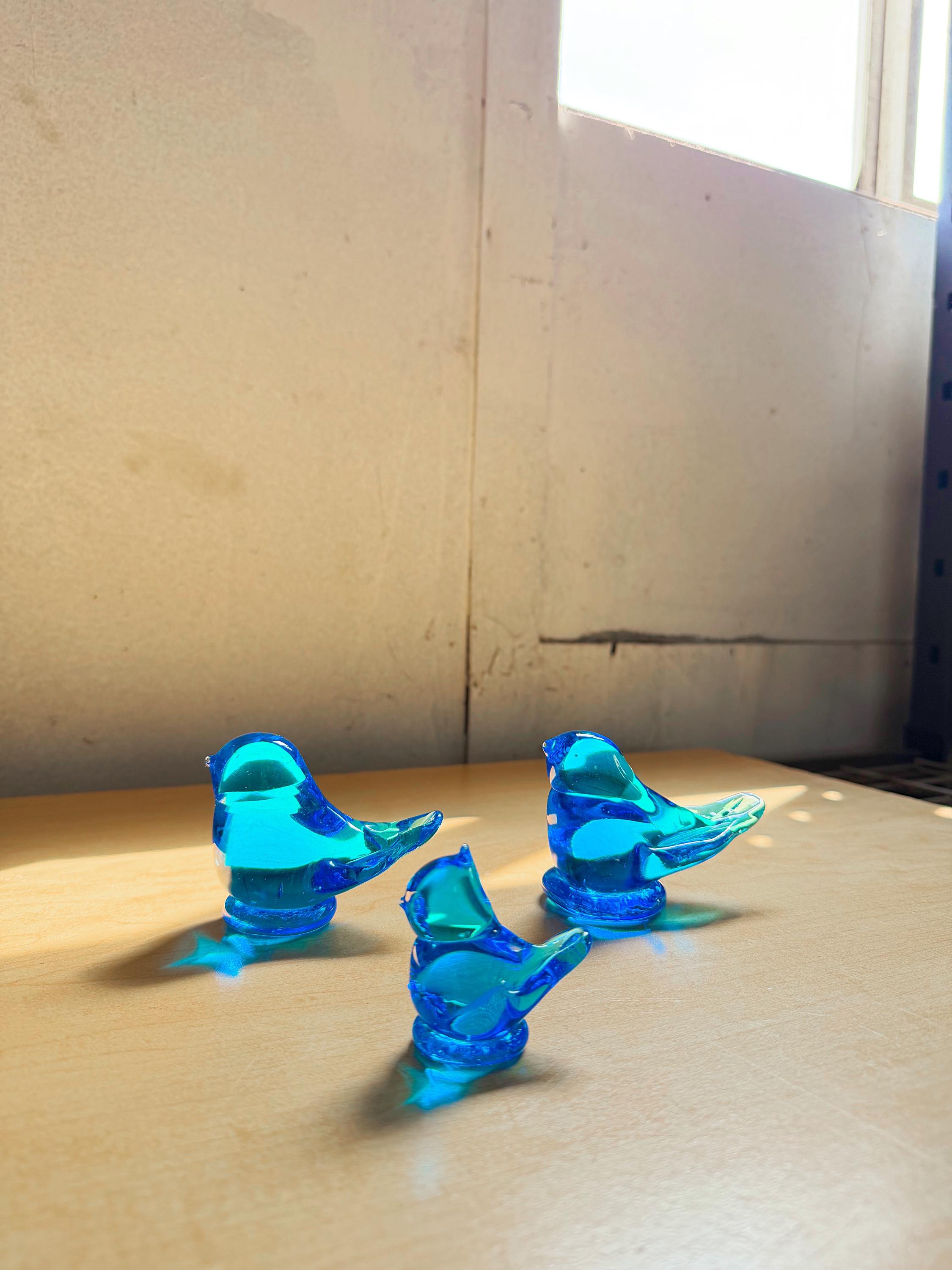 Vintage Blue Glass Birds - Etsy