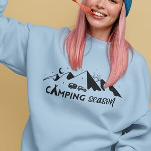 Camping season Unisex Sweatshirt, Happy camper sweatshirt, Hiking adventure sweatshirt, mountain sweatshirt, Glamping Camper van sweatshirt