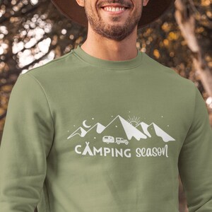 Camping season Unisex Sweatshirt, Happy camper sweatshirt, Hiking adventure sweatshirt, mountain sweatshirt, Glamping Camper van sweatshirt