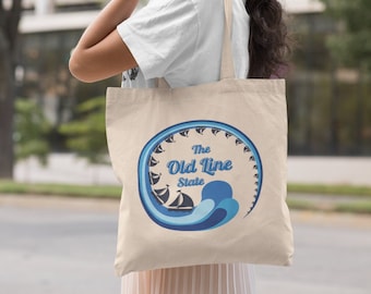 Maryland Eco Tote Bag, The Old Line State tote bag, American tote, Maryland gift bag, Maryland canvas bag