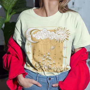 Camiseta unisex Celestial magic, Camisa celestial retro, Camisa estética oculta, Camisa vintage Sol y luna, Camiseta gráfica retro, Camisa hippie
