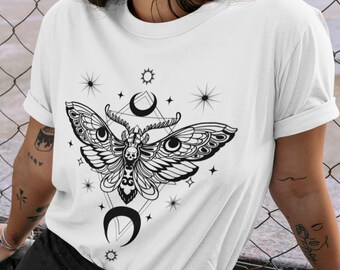 Goth Moth Unisex t-shirt, Insect shirt, Lunar moth shirt, Celestial moth shirt, Witchy moth wings shirt, Dark academia shirt, Moon child tee